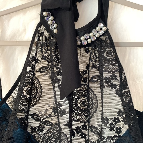 Solar usa Teal Black Lace Up Top XL - Picture 3 of 8